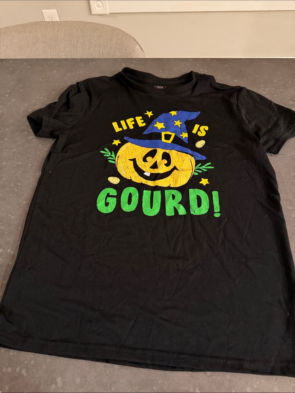 Black Halloween Pumpkin Graphic Tee - Life Is Gourd! BNWOT